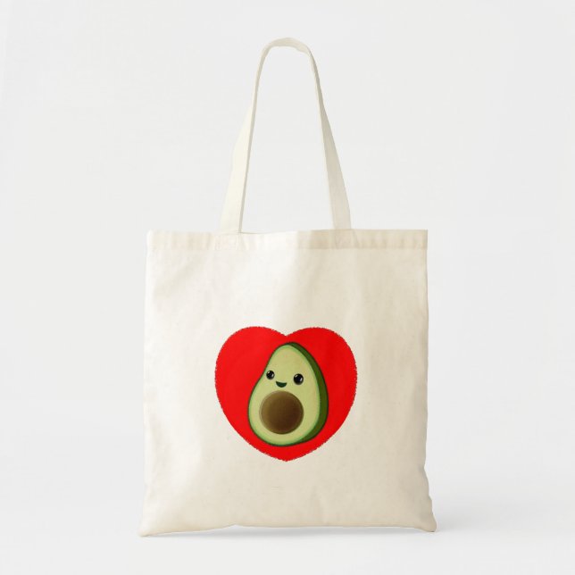 Bolsa Tote Animação De Bebê Bonita Avocado No Coração Vermelh (Frente)