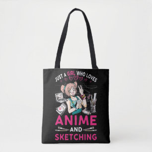Bolsa Tote Animação Desenhando Rapariga Otaku Adolescente V