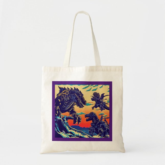 Bolsa Tote Animação Fantasy Dinosaur Robots - Corte 1 (Frente)