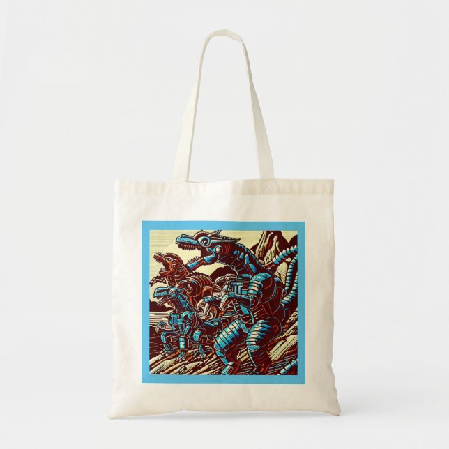 Bolsa Tote Animação Fantasy Dinosaur Robots - Corte 3 (Frente)