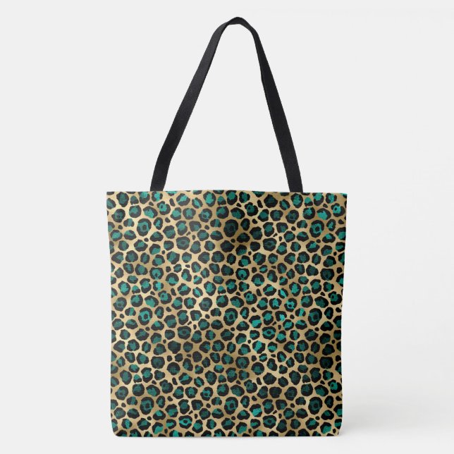 Bolsa Tote Animador de turquesa-leopardo (Frente)