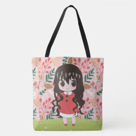 Bolsa Tote animadora feliz com flores