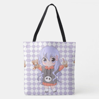 Bolsa Tote animadora feliz com flores