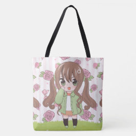 Bolsa Tote animadora feliz com flores