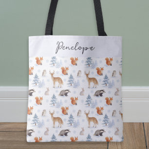 Bolsa Tote Animais da Floresta Aquarela Vida Selvagem Persona