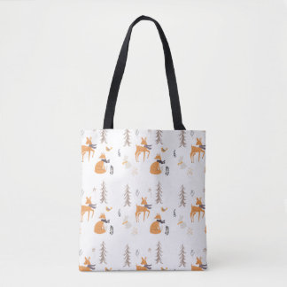 Bolsa Tote Animais da Floresta de Inverno Aconchegante Natal