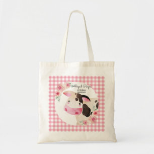 Bolsa Tote Animais de criação de aniversário de Gingham, de c
