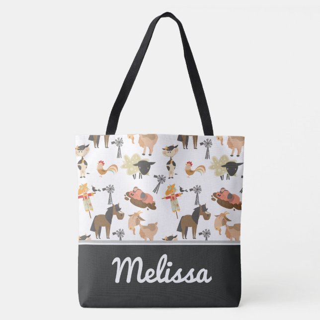 Bolsa Tote Animais de fazenda do Barnyard | personalizado (Frente)