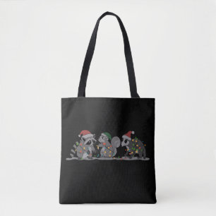 Bolsa Tote Animais de Natal Esquilos Guaxinins Gambás Bobos