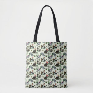 Bolsa Tote Animais do Jardim Coelho Flores de Cães de Gato