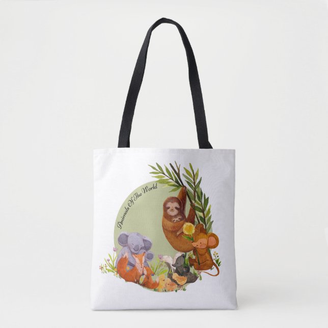 Bolsa Tote Animais Do Mundo (Frente)