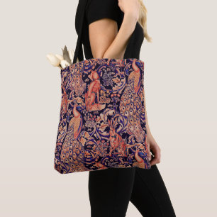 Bolsa Tote ANIMAIS FLORESTAIS, FOX, PEACOCK, HARE PiNK BLUE F
