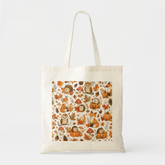 Bolsa Tote Animais Fofos do Halloween Florestal de Outono