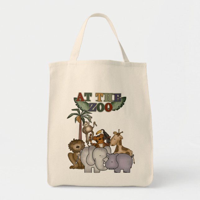 Bolsa Tote Animais no camiseta e nos presentes do jardim zool (Frente)