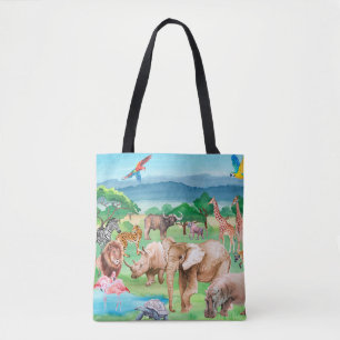 Bolsa Tote Animais selvagens de África no fundo do mar