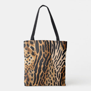 Bolsa Tote Animais SelvagensD Padrão Assimétrico Design 1