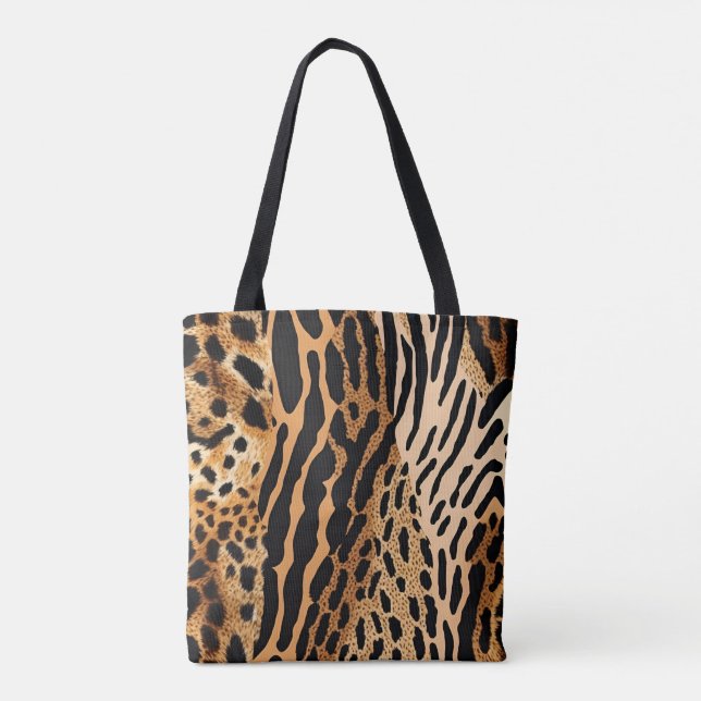 Bolsa Tote Animais SelvagensD Padrão Assimétrico Design 1 (Verso)