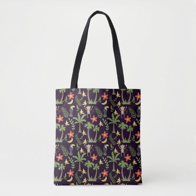 Bolsa Tote Animais tropicais, sem descontinuidades, macacos e (Frente)