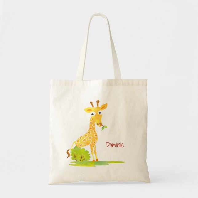 Bolsa Tote Animal bonito personalizado girafa da aguarela dos (Frente)