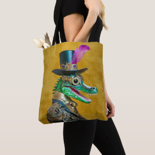Bolsa Tote Animal de festa Steampunk do Mardi Gras Jacaré