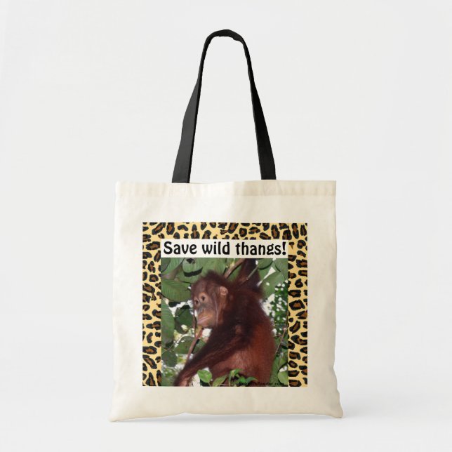 Bolsa Tote Animal doce do bebê dos animais selvagens (Frente)