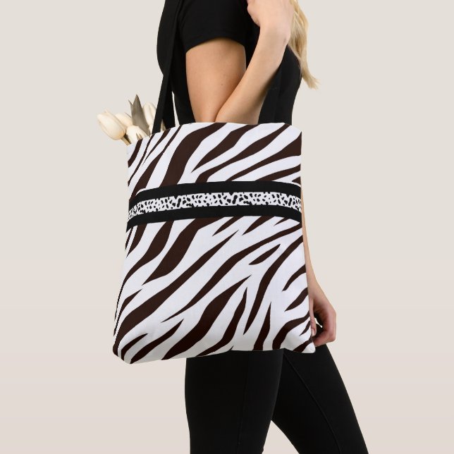Bolsa Tote Animal print zebra black and white bag market (Close Up)