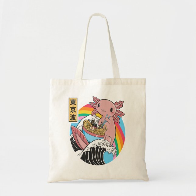 Bolsa Tote Anime Axolotl Waifu Que Ama Anime Ramen E Sketc (Frente)