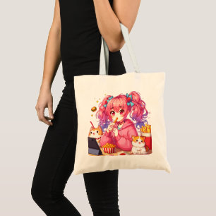 Bolsa Tote Anime Bliss: Garota, Batatas e Pet