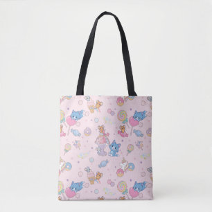Bolsa Tote Anime o Tom, o Jerry e o padrão Tuffy Candyland