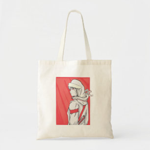 Bolsa Tote Anime Suéter de Natal- Menina com Chapéu de Papai