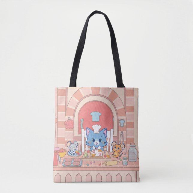 Bolsa Tote Anime Tom, Jerry e Tuffy Bakery (Frente)