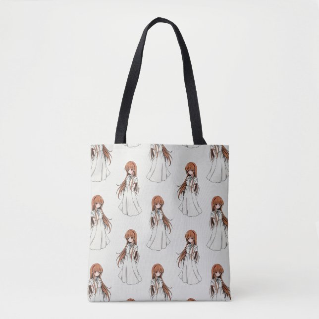 Bolsa Tote Anime Weeb Girl Manga Pattern Design (Frente)