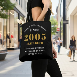 Bolsa Tote Aniversário de 21 anos 2005 Preto Dourado Personal