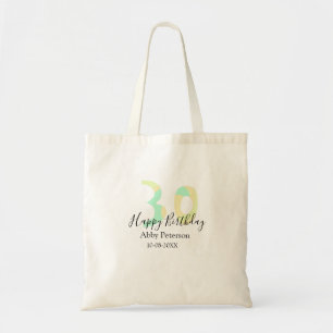 Bolsa Tote aniversário de 30 anos letra negrito pastel amarel