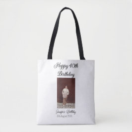 Bolsa Tote Aniversário de 40 anos feliz, simples e simples