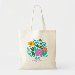 Bolsa Tote aniversário de 40 anos floral moderno elegante col