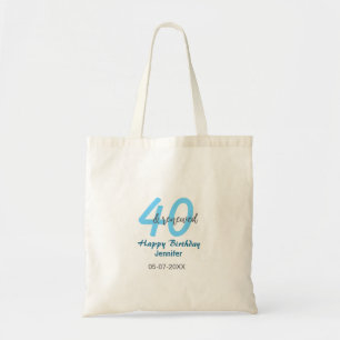 Bolsa Tote aniversário de 40 anos renovado nome data azul núm