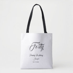 Bolsa Tote aniversário de 40 letras número quarenta nome data