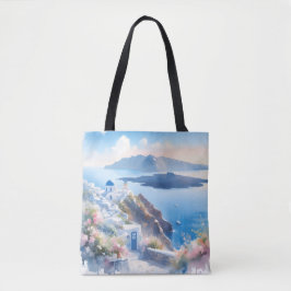 Bolsa Tote Aniversário de Casamento Azul Clássico de Santorin