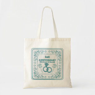 Bolsa Tote Aniversário de casamento Floral Ano personalizável
