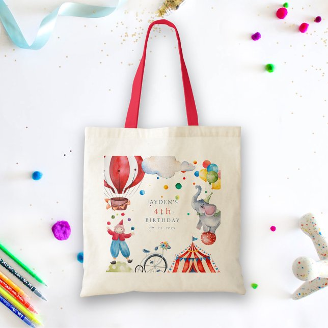 Bolsa Tote Aniversário de criança de Circo Cento (Criador carregado)