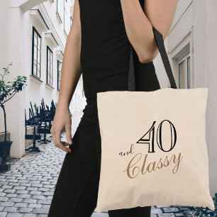Bolsa Tote Aniversário do 40 e do Classy Elegant Black Ouro