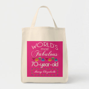 Bolsa Tote aniversário do 70 a maioria de rosa colorido