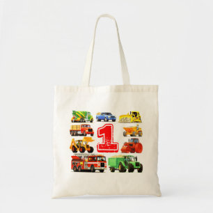 Bolsa Tote Aniversário do bebê dos caminhões grandes feito