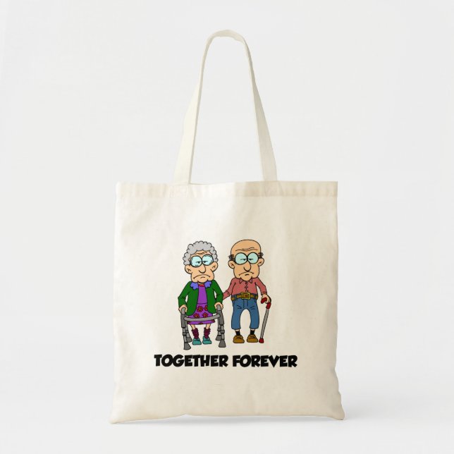 Bolsa Tote Aniversário do Casal Idoso Juntos para Sempre (Frente)