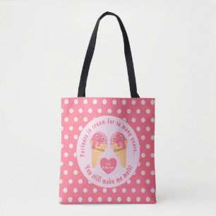 Bolsa Tote Aniversário do desenho animado de kawaii, um cone