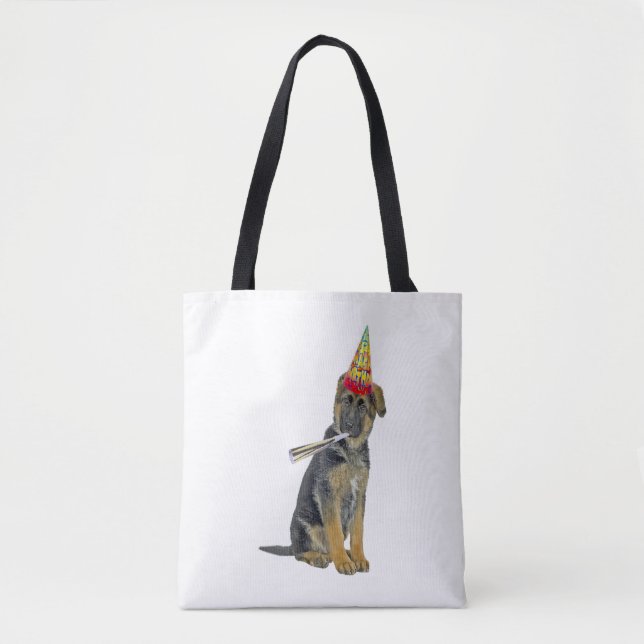Bolsa Tote Aniversário do german shepherd (Frente)