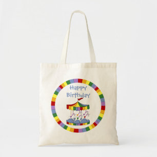 Bolsa Tote Aniversário do Rainbow Unicorn Carousel