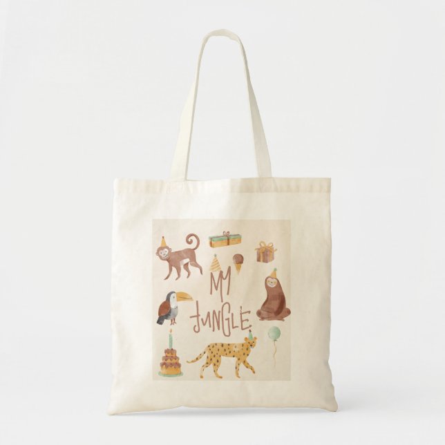 Bolsa Tote Aniversário dos Pequenos Animais da Selva (Frente)