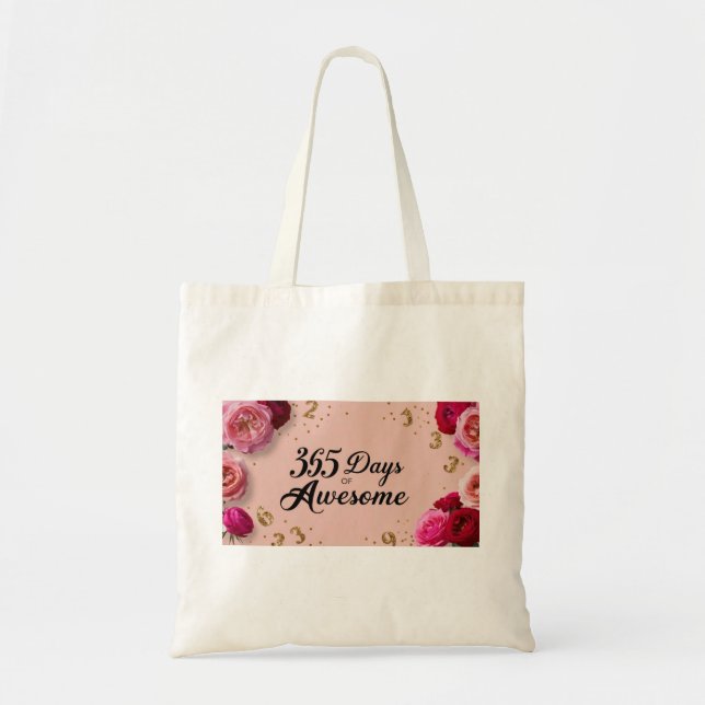 Bolsa Tote Aniversário mágico, contador floral, comprando sac (Frente)